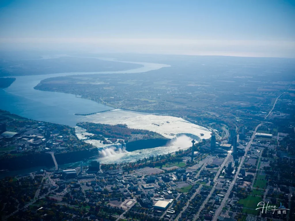 Aerial-view-of-city-and-river-landscape